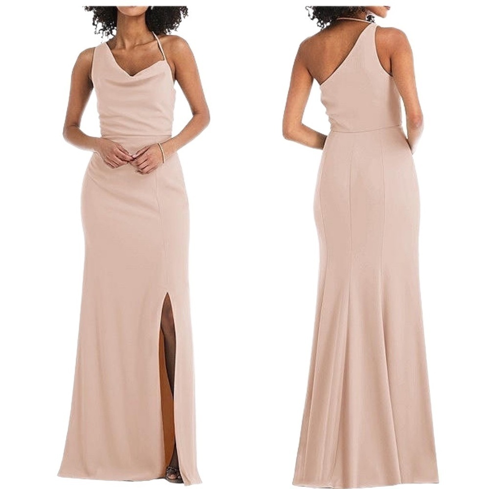 After Six Women's One-Shoulder Draped Cowl Neck Maxi Dress Pink 6849 Size 4